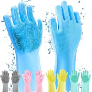 Silicone Washing Full Finger Gloves - For Home (Random Colors)