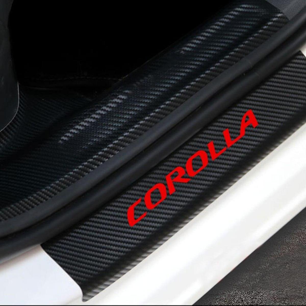 4 PCS Toyota Corolla Car Door Sill Protector 3D Carbon Fiber Scuff