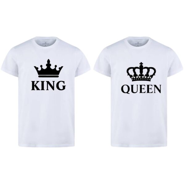 Combo Of King & Queen Style White T-Shirt with Cute Design - King & Queen Design T-Shirts  – Best Quality T-Shirts For Girls | T-Shirt For Women - T-Shirt For Boy | T-Shirt For Men | Queen T-Shirts  | King Design T-Shirt - Image 2