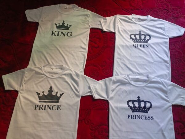 Combo Of King, Queen, Prince & Princes Style White T-Shirt with Cute Design – Best Quality T-Shirts For Girls | T-Shirt For Women - T-Shirt For Boy | T-Shirt For Men - Image 3
