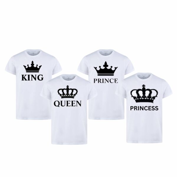 Combo Of King, Queen, Prince & Princes Style White T-Shirt with Cute Design – Best Quality T-Shirts For Girls | T-Shirt For Women - T-Shirt For Boy | T-Shirt For Men - Image 2