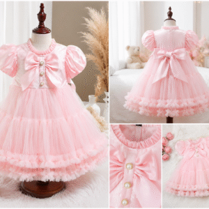 Imported Baby Girls Pink Princess Frock – Elegant Party Wear Dress