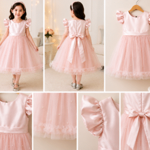 Imported Pink Satin & Tulle Party Frock for Girls